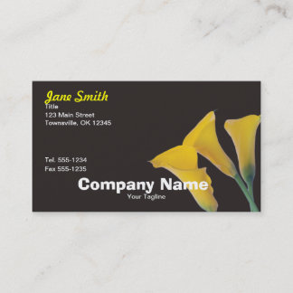Carte De Visite Tulipes de calla jaunes sur fond noir - Entreprise