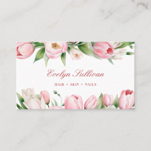 Carte de visite tulipes roses