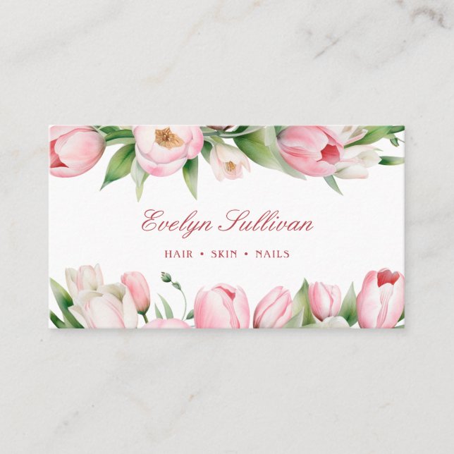 Carte de visite tulipes roses (Devant)