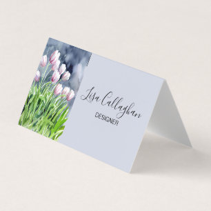 Carte De Visite Tulipes roses et blanches