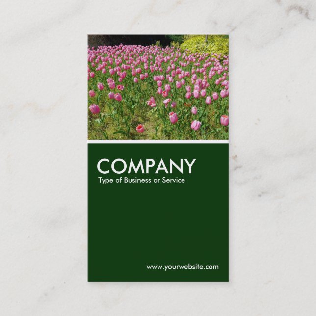 Carte De Visite Tulipes roses - Vert foncé (Devant)