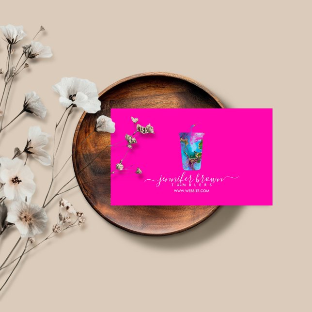 Carte De Visite Tumbler ombré néon fabricant de tasse rose (Créateur téléchargé)