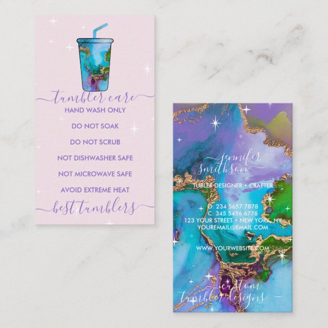 Carte De Visite Tumbler soin vinyle transvasement transbordement a (Devant / Derrière)
