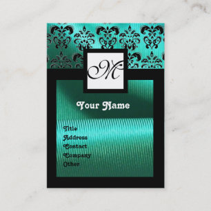 CARTE DE VISITE TURQUASE BLUE SILK DOMMASK CLOS, MONOGRAM CARRÉ