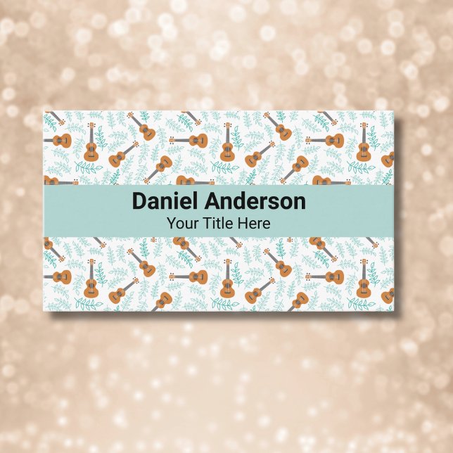 Carte De Visite Turquois Ukulele Business Card Guitar and Uke (Créateur téléchargé)