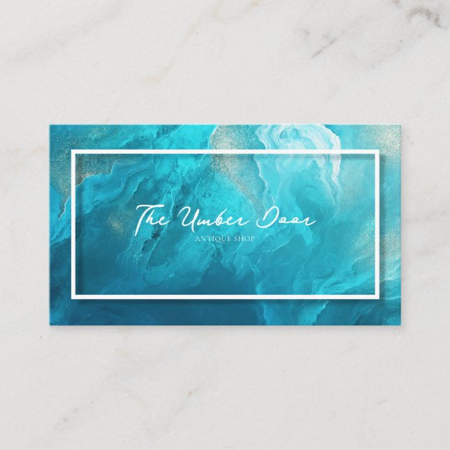 Carte De Visite Turquoise Abstrait Fluide Poussière d'Or Géométriq (Devant)