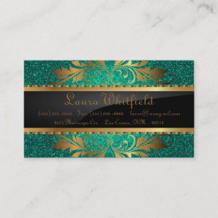 Carte De Visite Turquoise Aqua Parties scintillant Sequin Disco Gl