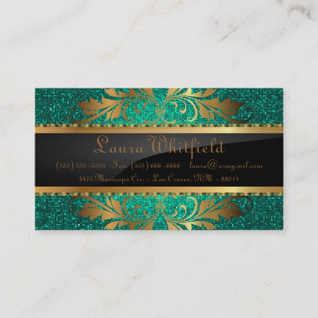 Carte De Visite Turquoise Aqua Parties scintillant Sequin Disco Gl (Devant)