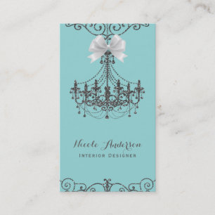 Carte De Visite Turquoise Argent Blanc Nœud Vintage Glamour Créate