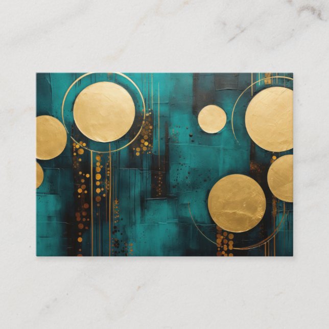 Carte De Visite Turquoise aux formes or (Devant)
