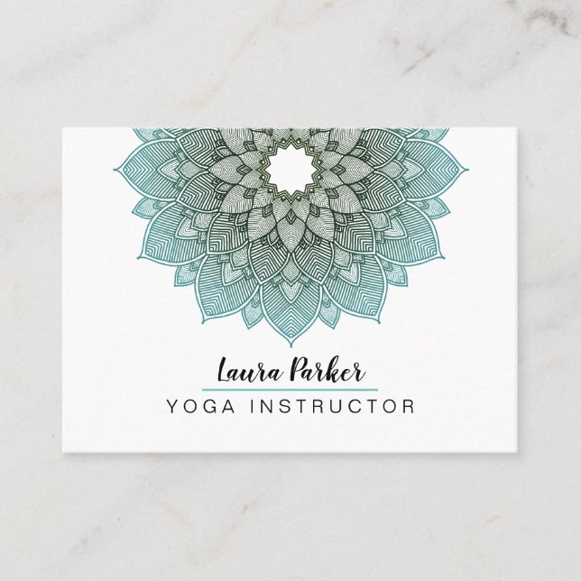 Carte De Visite Turquoise Bleu Mandala Lotus Méditation Yoga holis (Devant)