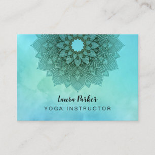 Carte De Visite Turquoise Bleu Mandala Lotus Méditation Yoga holis
