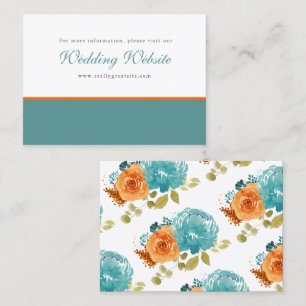 Carte De Visite Turquoise Burange Floral Boho Site Mariage