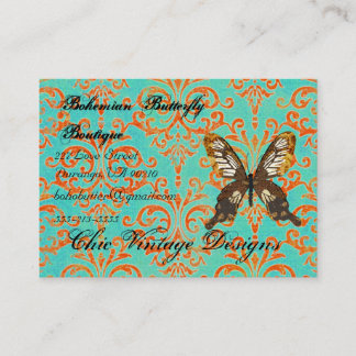Carte De Visite Turquoise de Bohème de boutique de papillon et