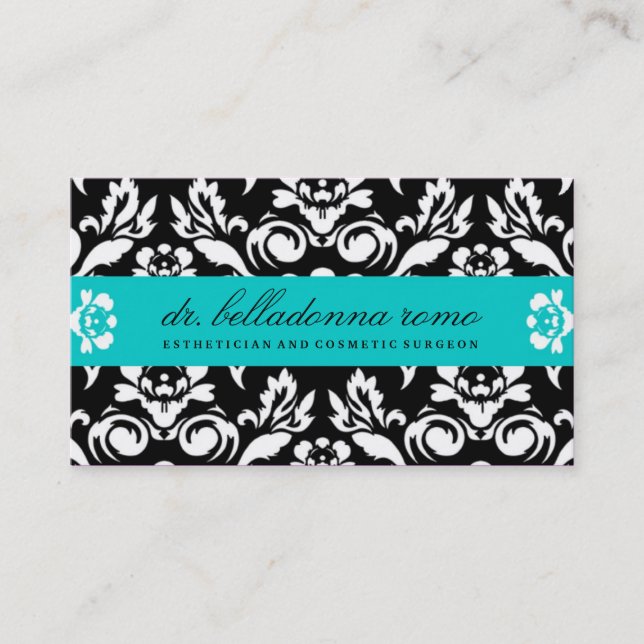 Carte De Visite Turquoise de damassé de 311 belladones (Devant)