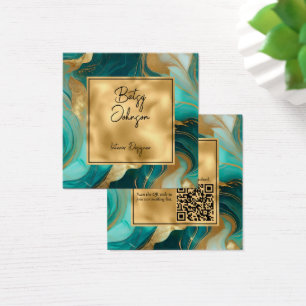 Carte de visite Turquoise de luxe en marbre et or