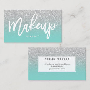 Carte De Visite Turquoise de parties scintillantes d'argent de