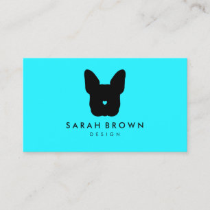 Carte De Visite Turquoise de silhouette de Bulldog