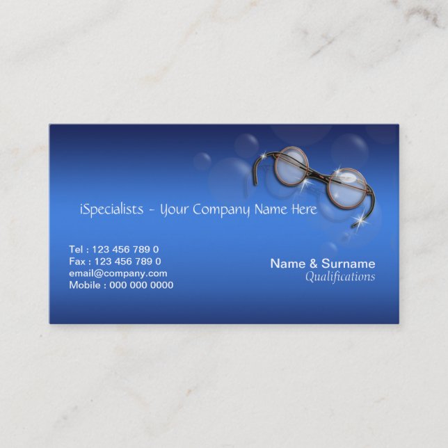 Carte De Visite Turquoise d'oeil d'opticien d'optique (Devant)