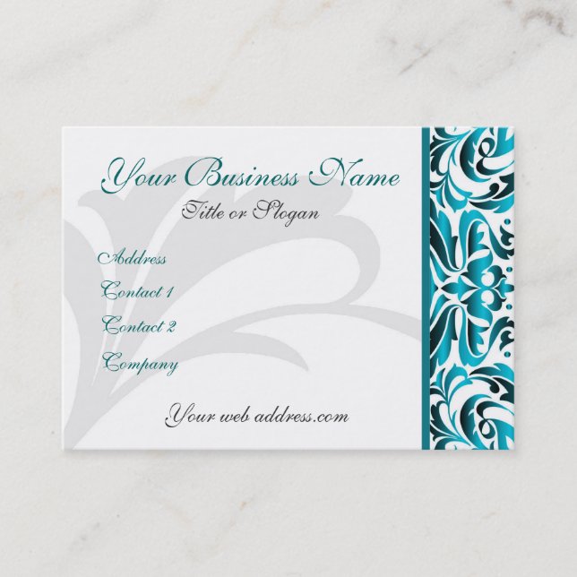 Carte de visite turquoise élégant de rouleau de (Devant)