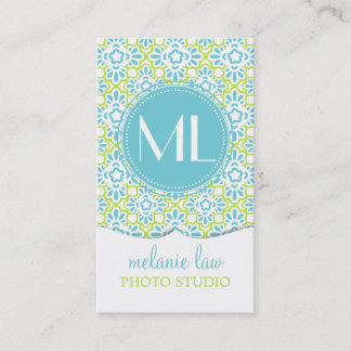 Carte De Visite Turquoise élégante de damassé d'arabesque