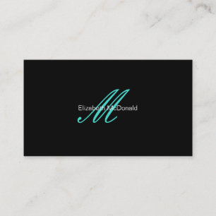 Carte De Visite Turquoise élégante simple et noir