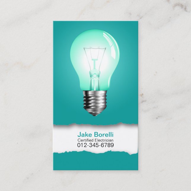 Carte de visite Turquoise en ampoule (Devant)