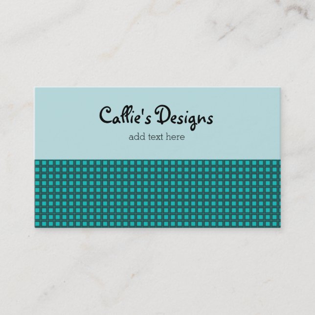 Carte De Visite Turquoise et Aqua Tiny Check Motif (Devant)