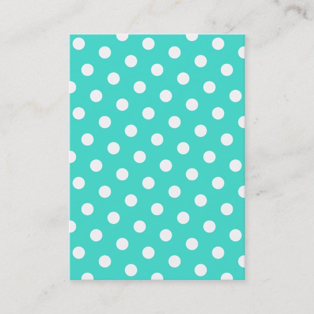 Carte De Visite Turquoise et pois blancs (Devant)