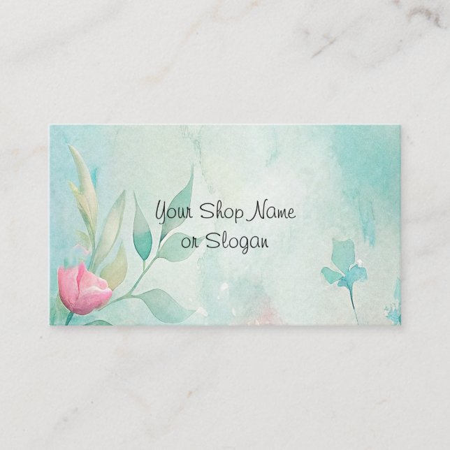 Carte de visite turquoise et rose (Devant)
