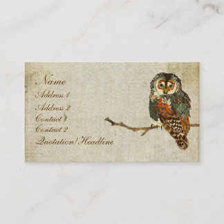 Carte de visite turquoise/étiquettes de hibou
