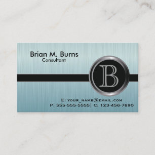 Carte De Visite Turquoise Executive Pinceau Acier Monogramme