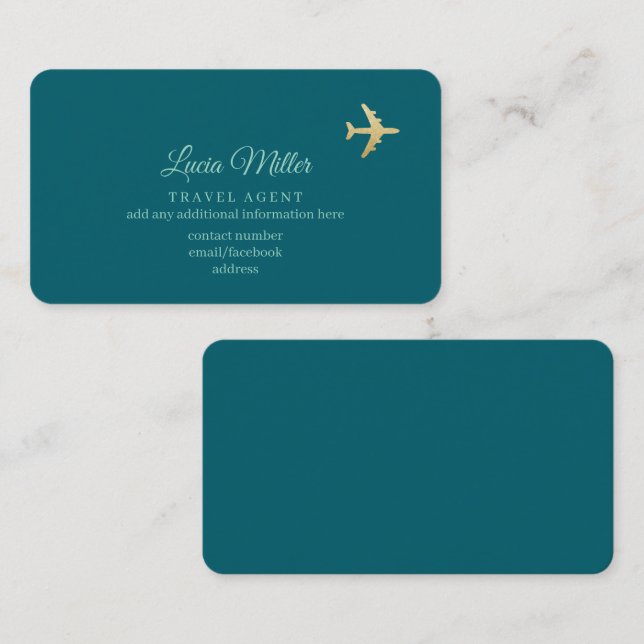 Carte de visite Turquoise foncé pour un agent de v (Devant / Derrière)