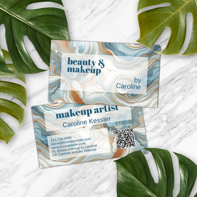 Carte De Visite Turquoise Gold Grey Marbre blanc bleu Motif (Créateur téléchargé)