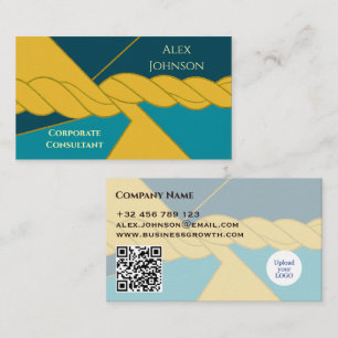 Carte De Visite Turquoise Gold Modern Corporate Consultant Corde O