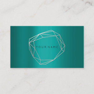 Carte De Visite Turquoise Gold Poligament Cadre géométrique
