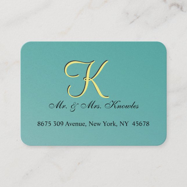 Carte De Visite Turquoise Green Fun Fun Mariage (Devant)