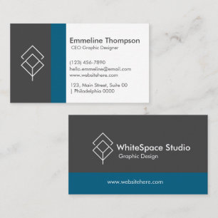 Carte De Visite Turquoise minimaliste Gras Gris foncé Blanc lisse