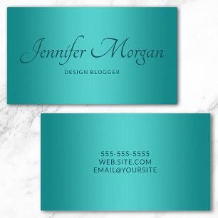 Carte De Visite Turquoise Moyen Turquoise Élégant Ombre