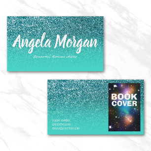 Carte De Visite Turquoise Ombre Parties scintillant Turquoise Aute