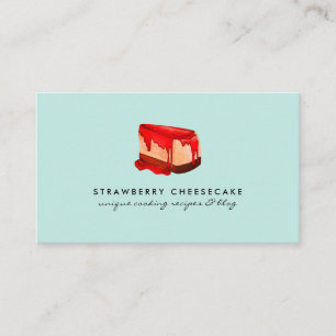 Carte De Visite Turquoise Pastel Cheesecake Pâtisserie aux fraises