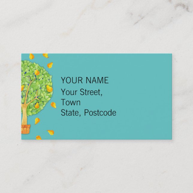 Carte de visite turquoise Pear Tree (Devant)