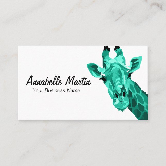 Carte de visite turquoise Pop Art Giraffe (Devant)