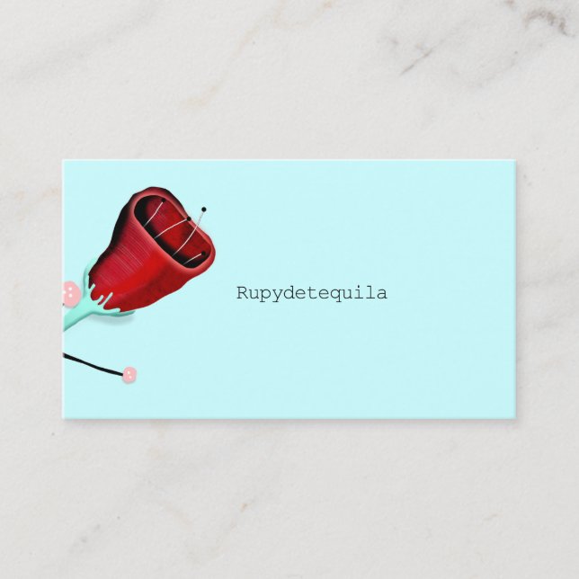 Carte De Visite Turquoise Retro rose (Devant)
