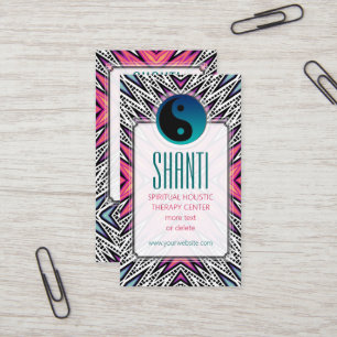 Carte de visite turquoise rose de yoga de Shanti