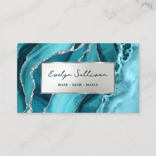 Carte de visite turquoise Silver Agate