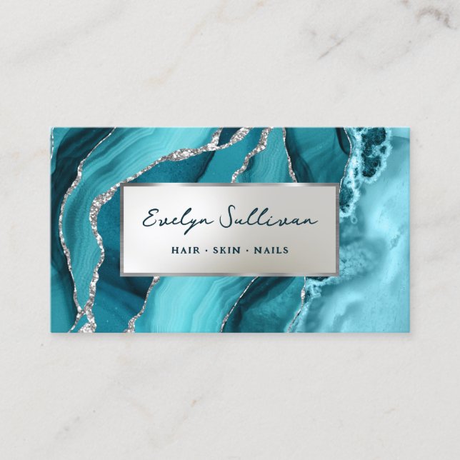 Carte de visite turquoise Silver Agate (Devant)