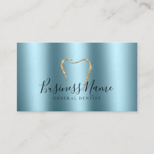 Carte De Visite Turquoise Sparkly Gold Dentiste de dents personnal