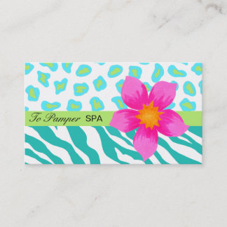 Carte De Visite Turquoise, Turquoise, rose & verte Zèbre & Cheetah