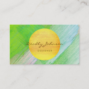 Carte De Visite Turquoise Vert Nature Abstraite Moderne Aquarelle